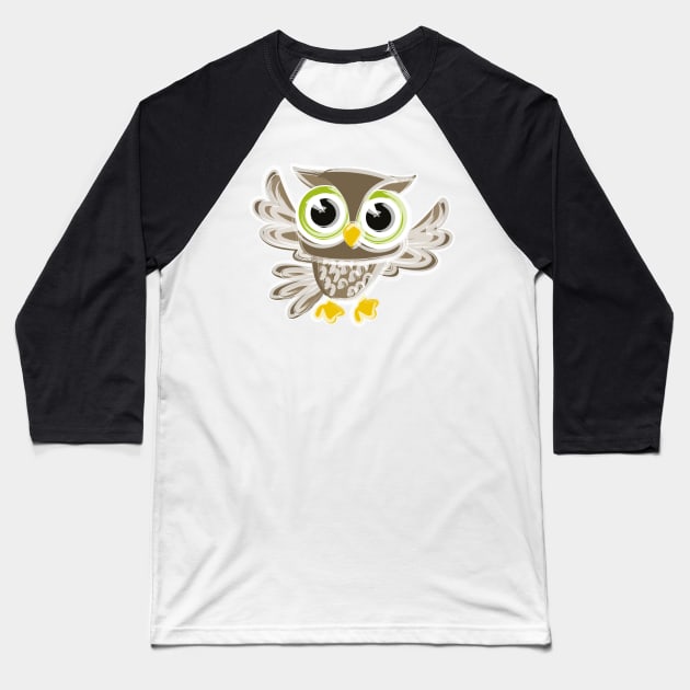 Happy Owl Baseball T-Shirt by Naumovski